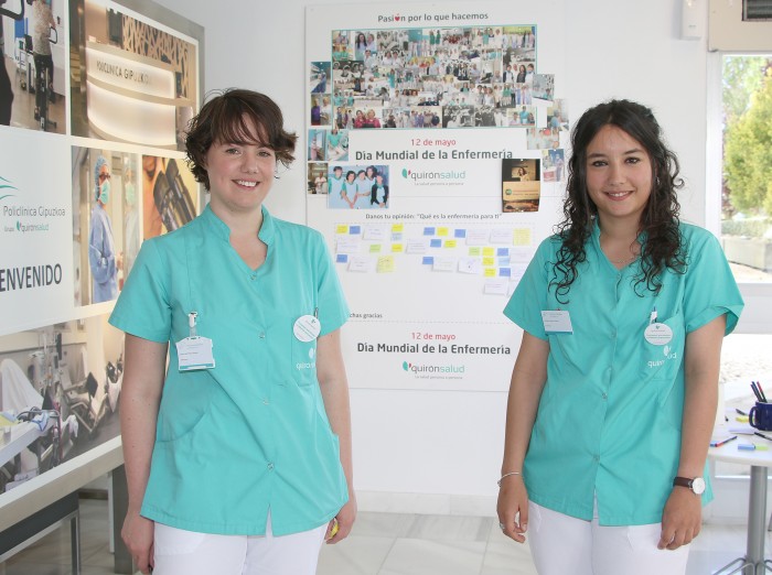 Las enfermeras Aldara San Pedro y Estibaliz Miguen han animado al profesional sanitario, pacientes y familiares, para que dejen mensajes a sus enfermeras.