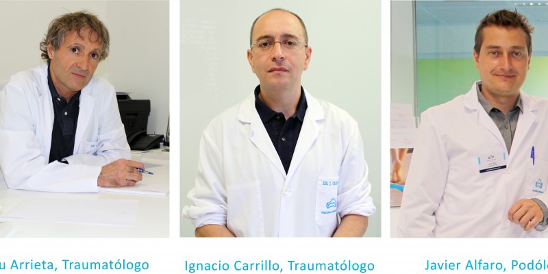 Los traumatólogos Josu Arrieta, Ignacio Carrillo y el podólogo Javier Alfaro
